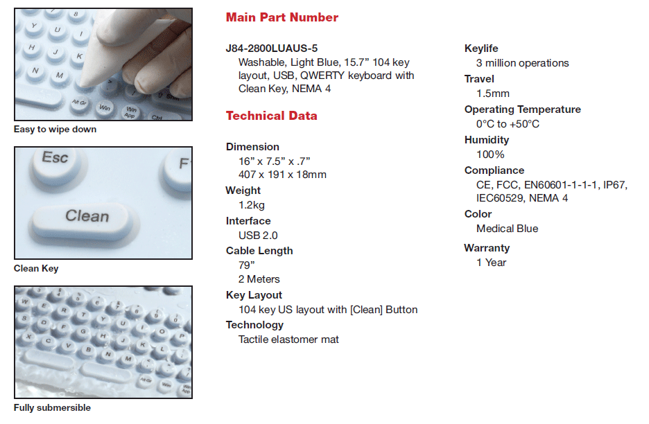 Buy Cherry 104-Key Washable Keyboard [14J84-2800BLUP] | PC Case Gear ...