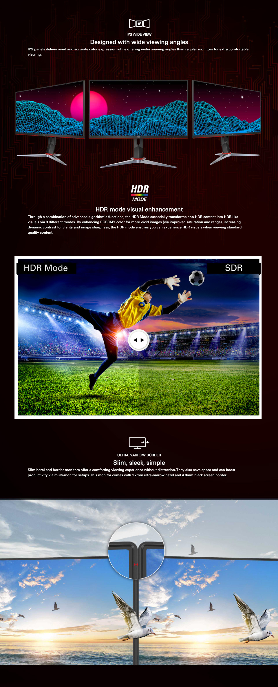 AOC 24G2 FHD 144hz FreeSync HDR IPS 23.8in Monitor AOC 24G2 FHD 144hz FreeSync HDR IPS 23.8in Monitor features 3