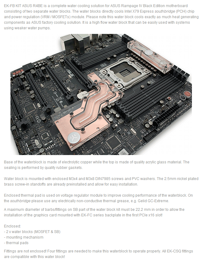 Buy EK EK-FB ASUS R4BE Kit [3831109821114] | PC Case Gear Australia