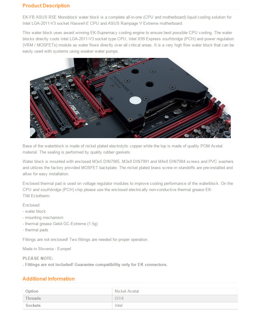 Asus R5e Buy EK FB ASUS R5E Monoblock Acetal Nickel [3831109821367] PC