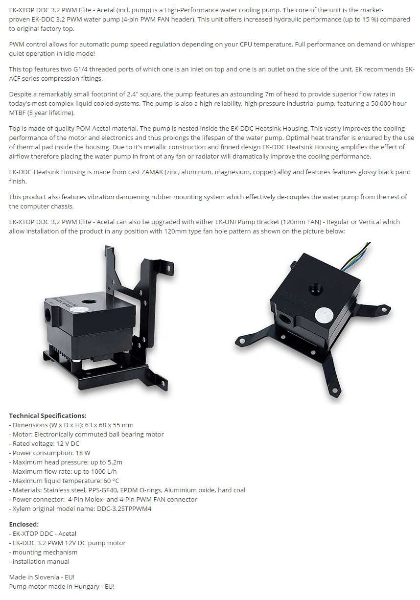 Buy EKXTOP DDC 3.2 PWM Elite Pump Acetal [3831109843154] PC Case
