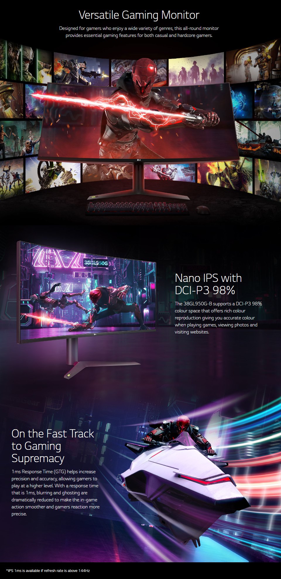 LG 38GL950G-B QHD+ 144Hz G-Sync HDR 38in Monitor LG 38GL950G-B QHD+ 144Hz G-Sync HDR 38in Monitor features 2