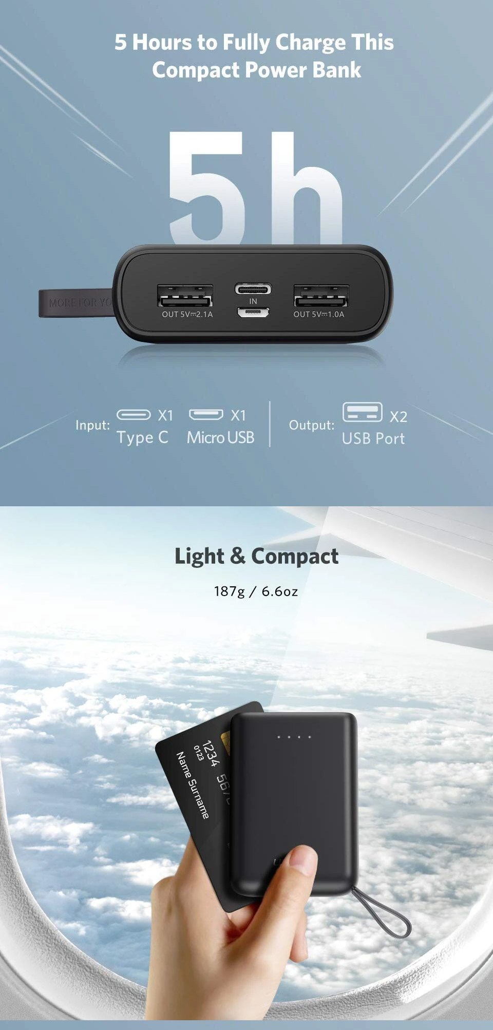 Ugreen 10000mAh Mini Power Bank with Strap Ugreen 10000mAh Mini Power Bank with Strap features 3