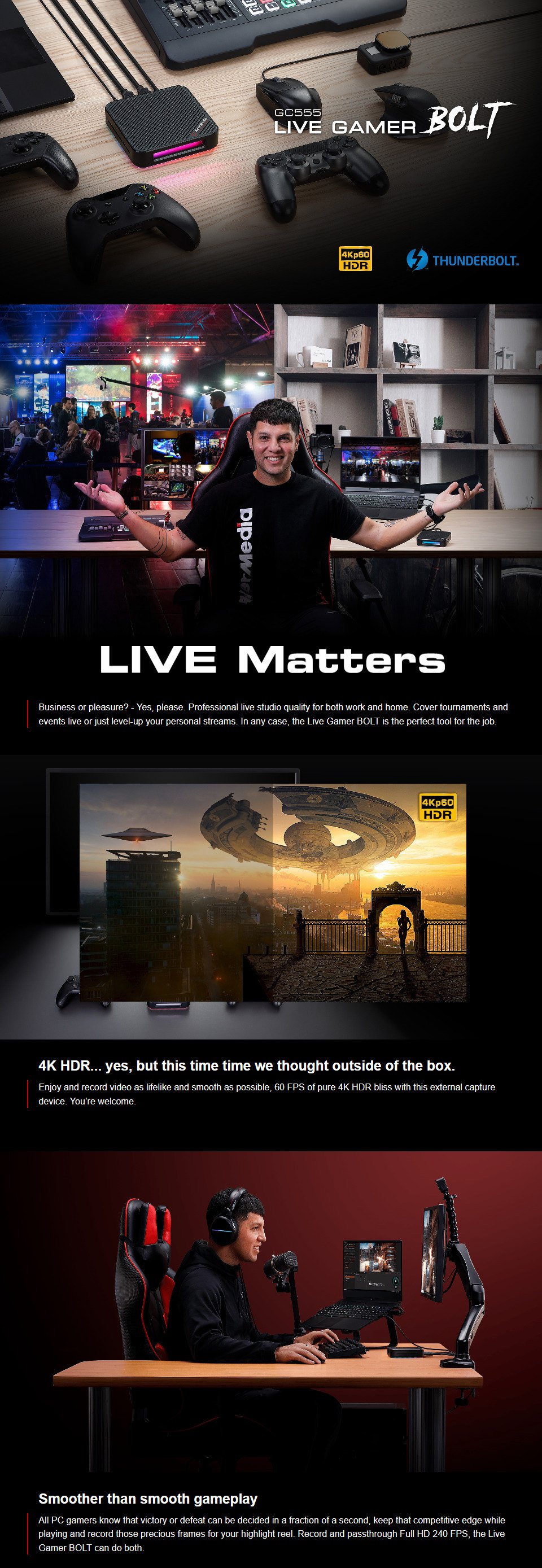 AVerMedia GC555 Live Gamer BOLT TB3 Capture Card features