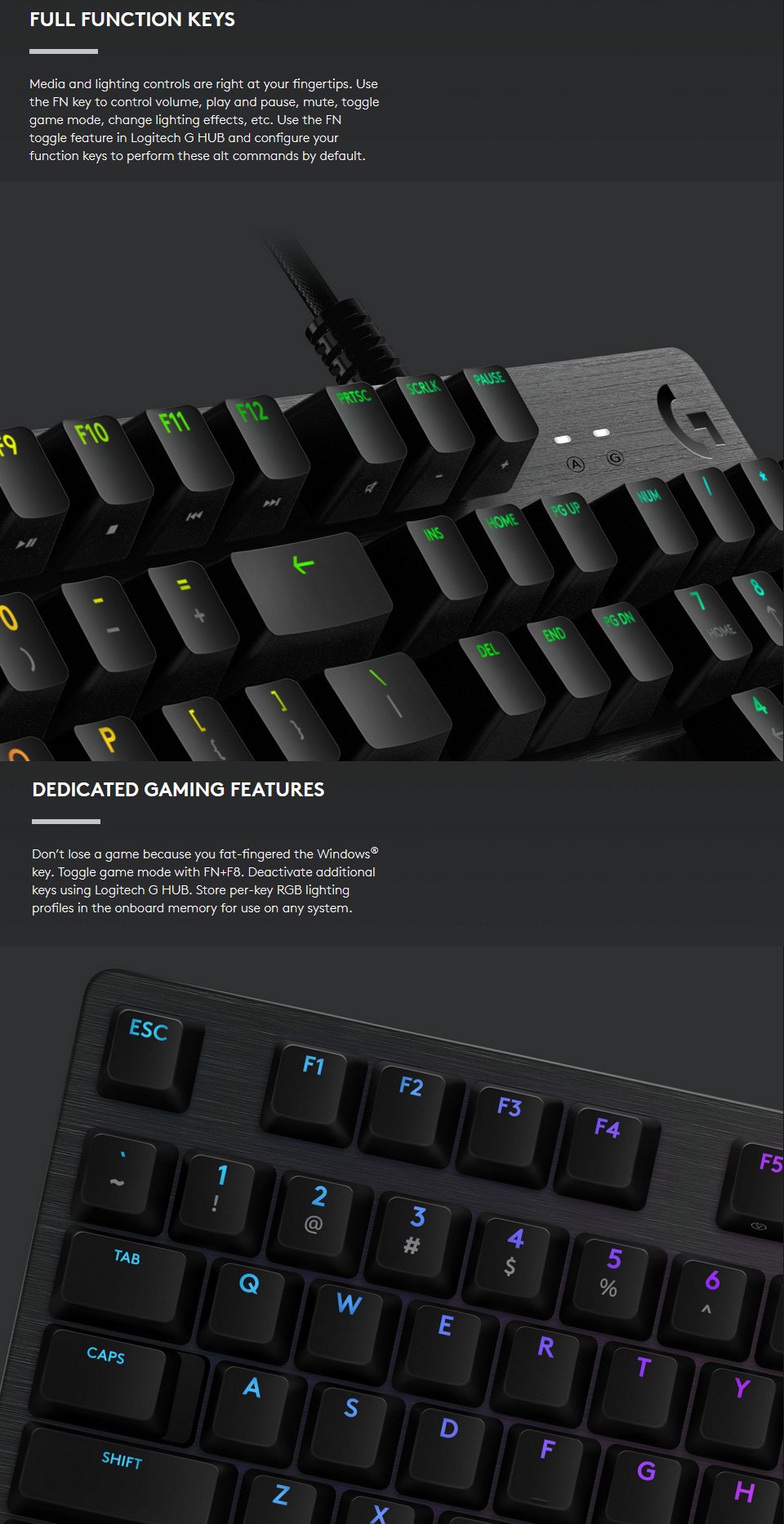 Logitech G513 Tastiera Gaming Cablata Meccanica Con Poggiapolsi, RGB LIGHTSYNC, GX Brown Tactile