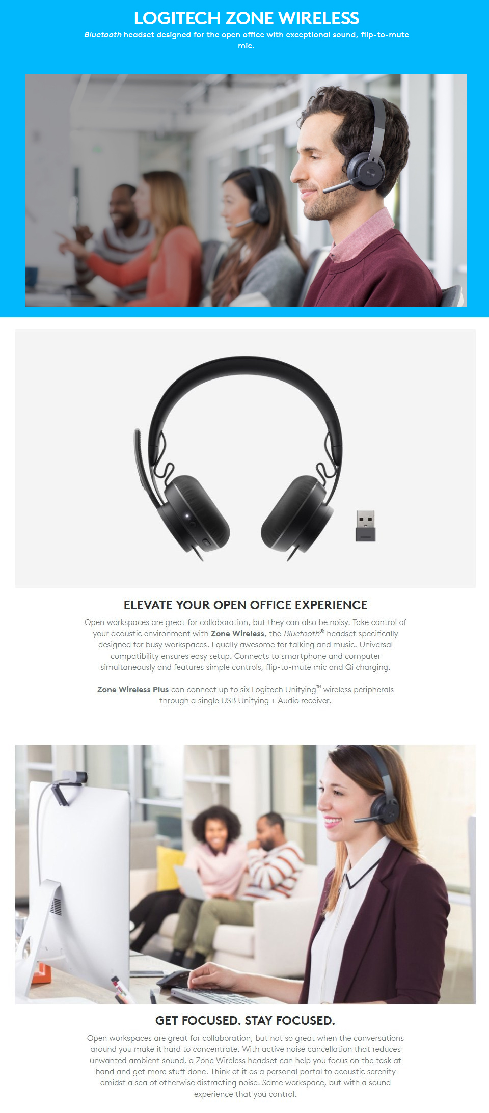 Logitech Zone Wireless Bluetooth Headset features