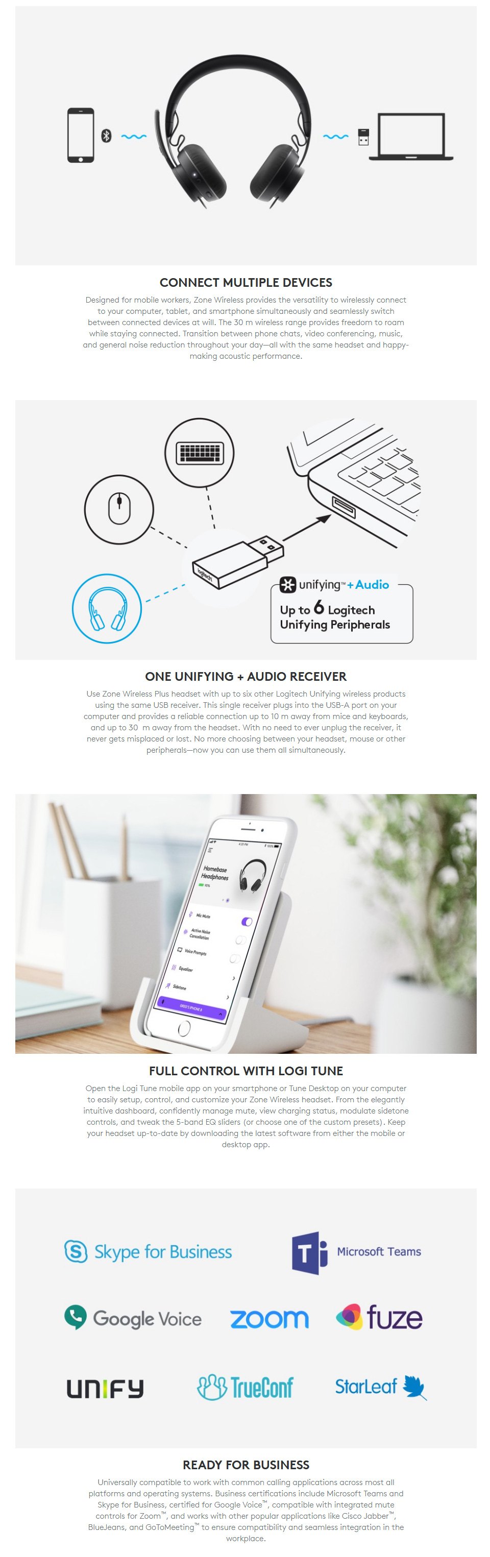 Logitech Zone Wireless Bluetooth Headset features 3