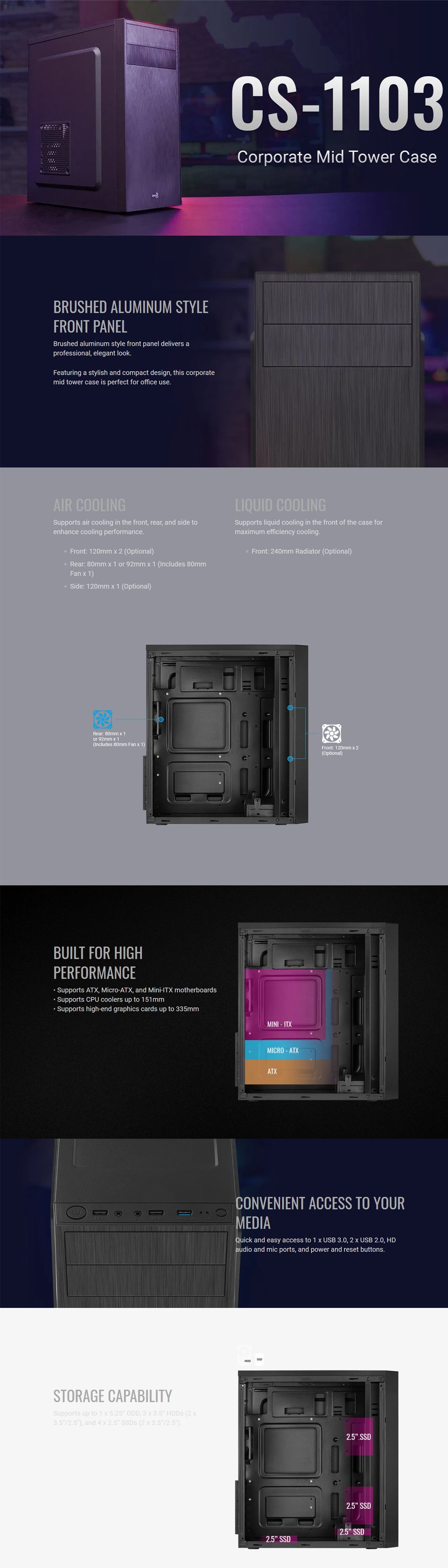 Buy Aerocool CS-1103 Mid Tower Case [AER-CS-1103-S-BK-V1] | PC Case ...