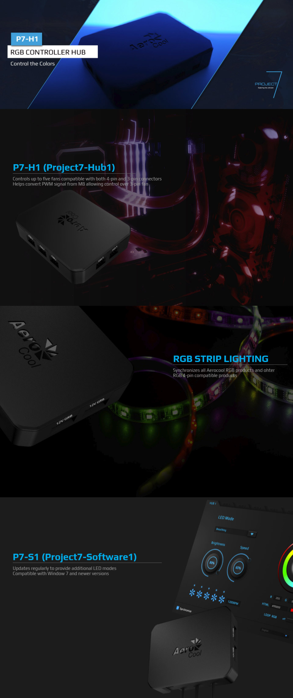 Buy Aerocool P7-H1 RGB Controller Hub [AER-P7H1] | PC Case Gear Australia