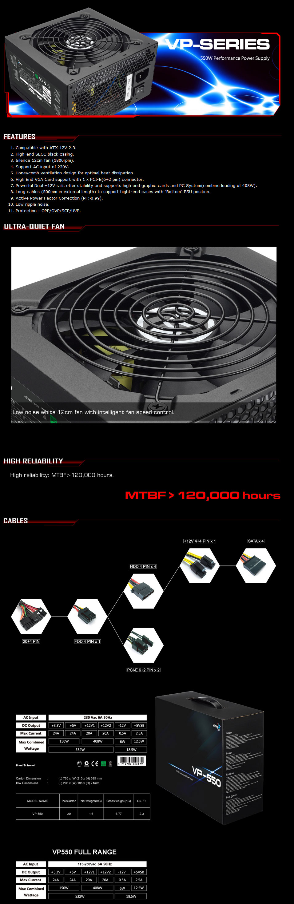 Buy Aerocool VP550 550W True Power [AER-VP550] | PC Case Gear Australia