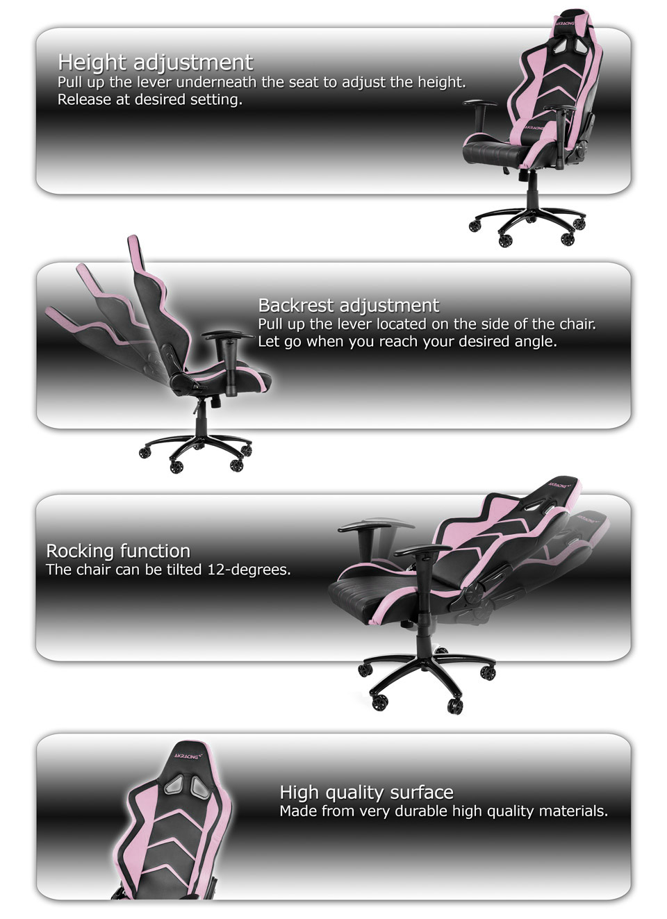 Buy AK-Racing Player Series Office/Gaming Chair Black/Pink [AK-K6014-BP ...