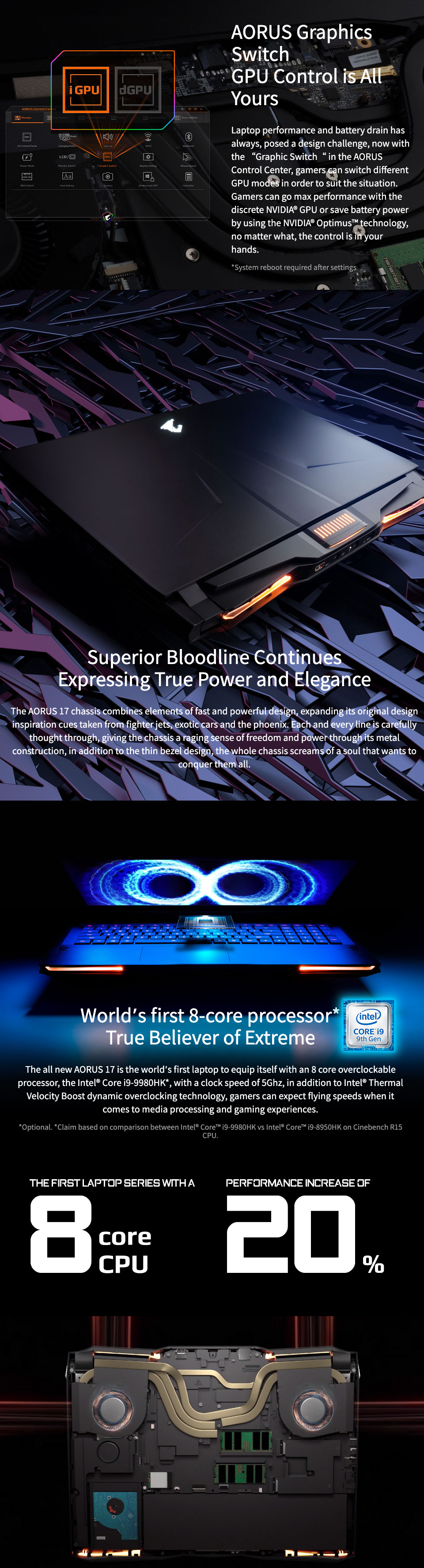 Gigabyte Aorus 17 Core i7 RTX 2070 17.3in 240 Hz Notebook Gigabyte Aorus 17 Core i7 RTX 2070 17.3in 240 Hz Notebook features 3