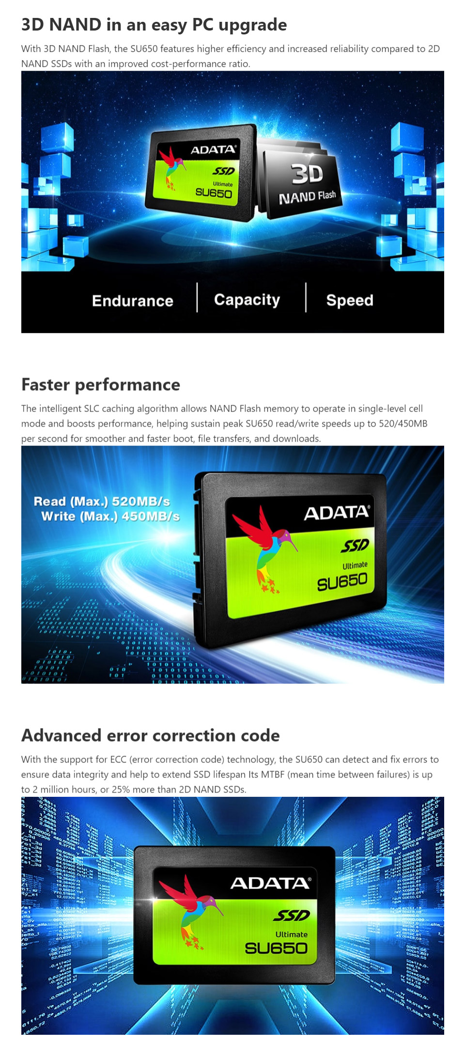 Buy ADATA SU650 2.5in Solid State Drive 240GB [ASU650SS-240GT-C] | PC ...