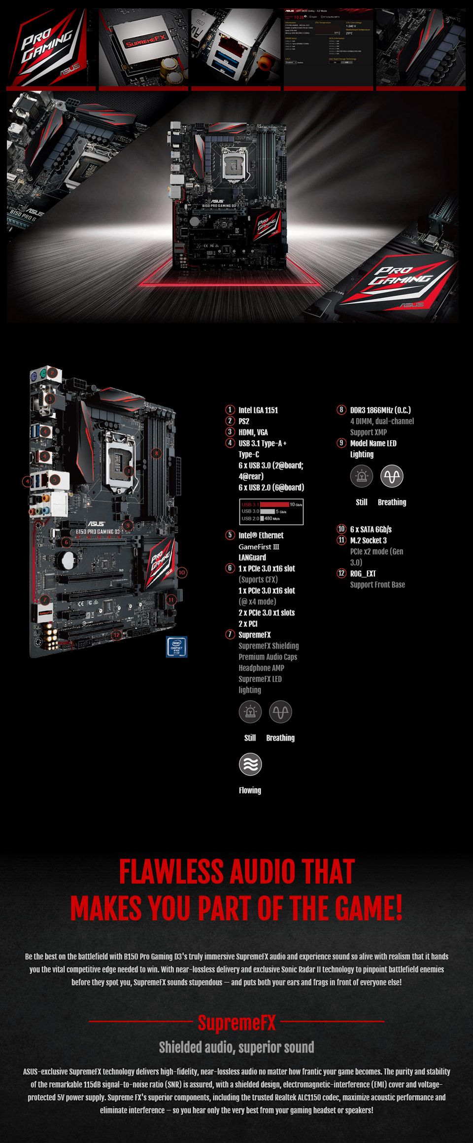 Asus b150 pro gaming on sale d3