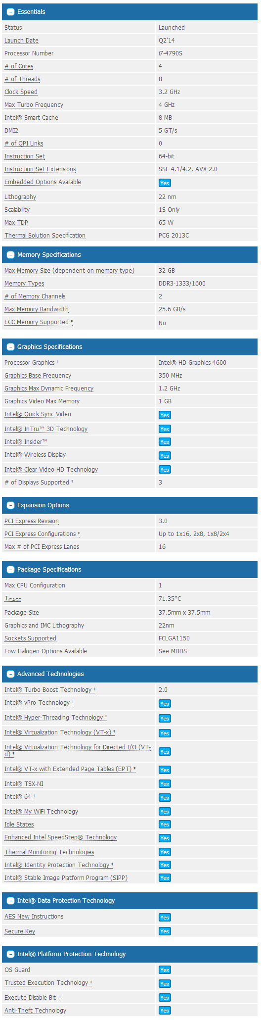 Buy Intel Core i7 4790S [BX80646I74790S] | PC Case Gear Australia