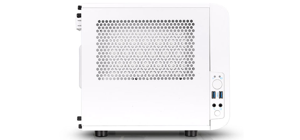 Thermaltake Core V1 Snow Edition - Chassis Mini ITX con ventola da 200 mm, Bianco, 27.6 x 26 x 31.6 cm