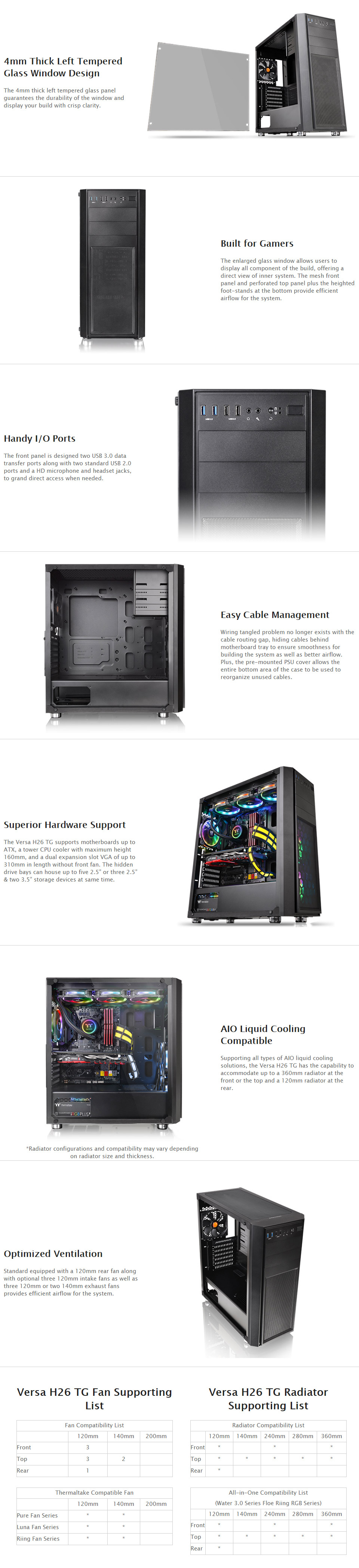 H26 Buy Thermaltake Versa H26 Tempered Glass Edition Mid-Tower Chassis [CA ...