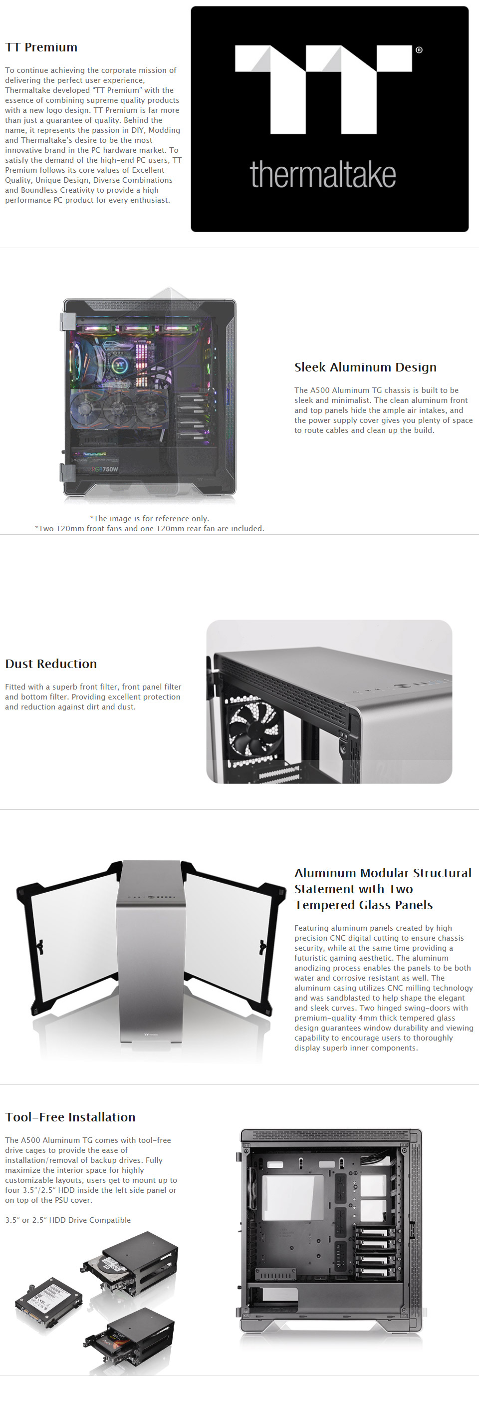 Thermaltake A500 Aluminium Tempered Glass Edition Mid Tower Case Ca The A500 Aluminum Tg Is Designed For Those Who Are Looking A Chassis With Outstanding Thermal Performance That Further Complemented By Clean