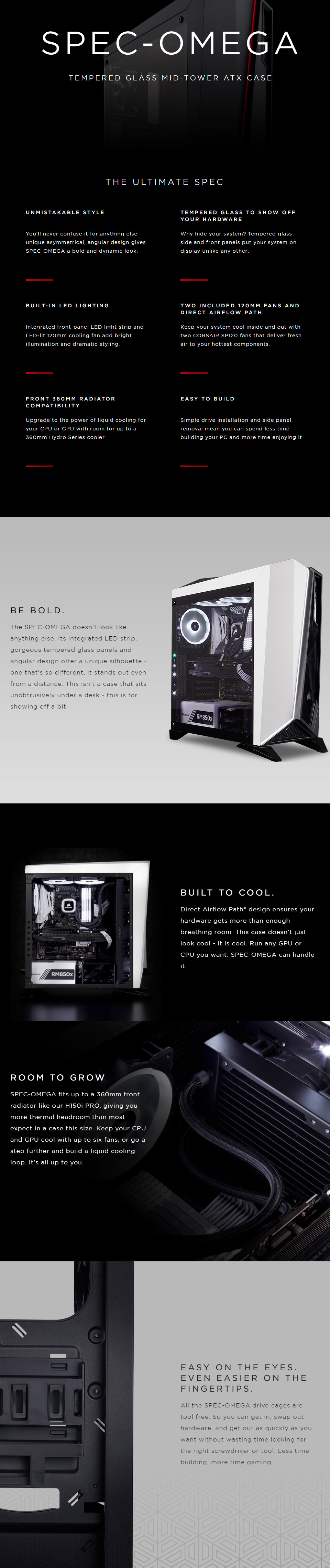 Buy Corsair Carbide SPEC Omega Case Black/White [CC-9011119-WW] | PC ...