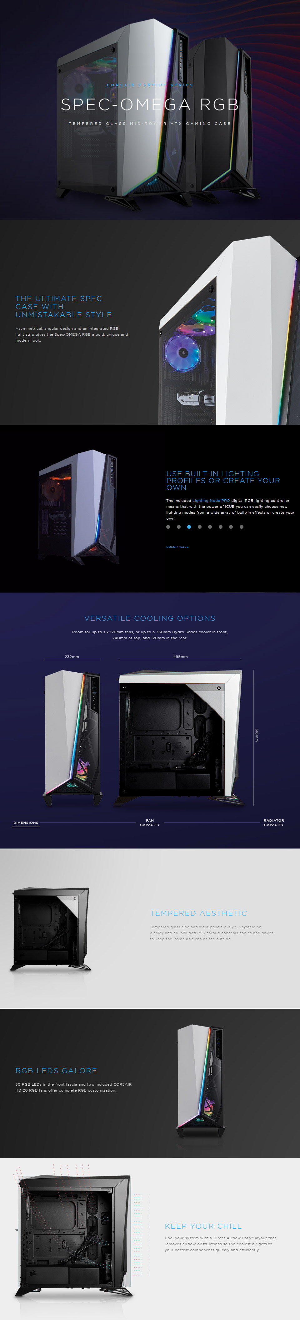 Buy Corsair Carbide SPEC Omega TG RGB Case White [CC-9011141-WW] | PC ...