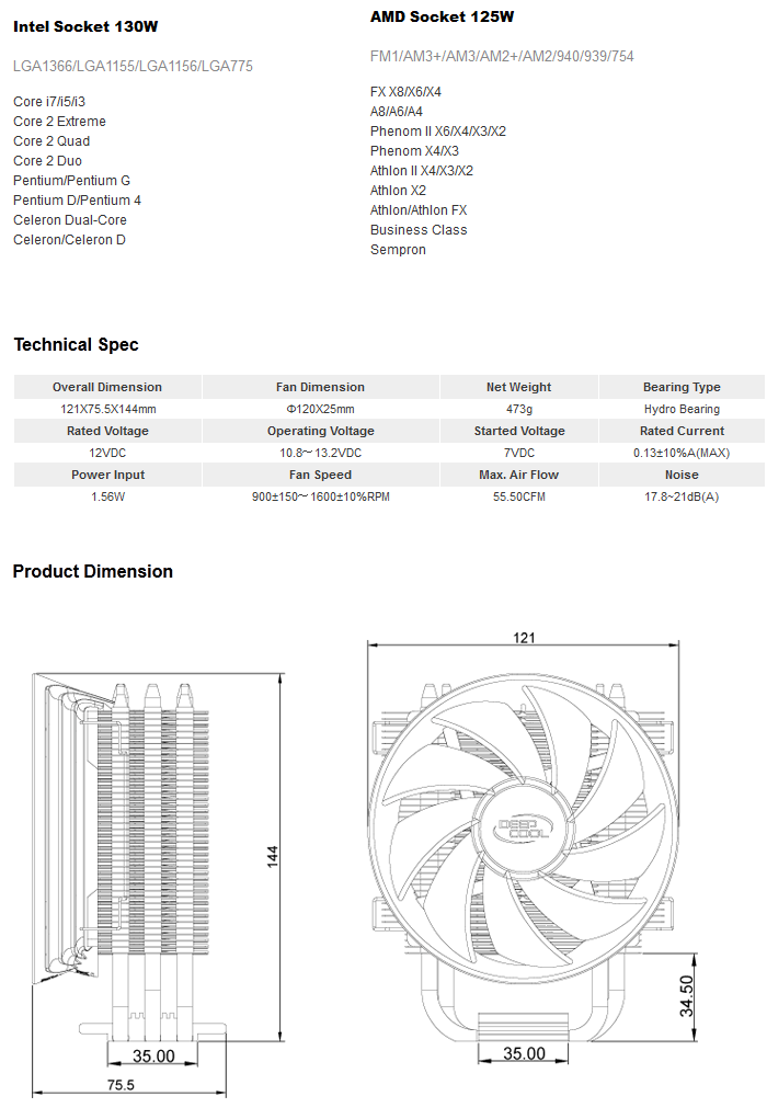 Buy Deepcool Gammaxx 300 CPU Cooler [CFAN-GAMMAXX300] | PC Case Gear ...