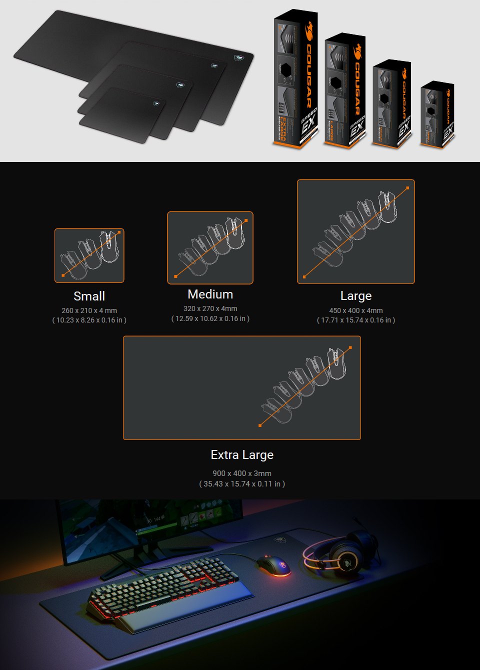 Buy Cougar Speed EX Gaming Mouse Pad Large [CGRSPEEDEXL] PC Case