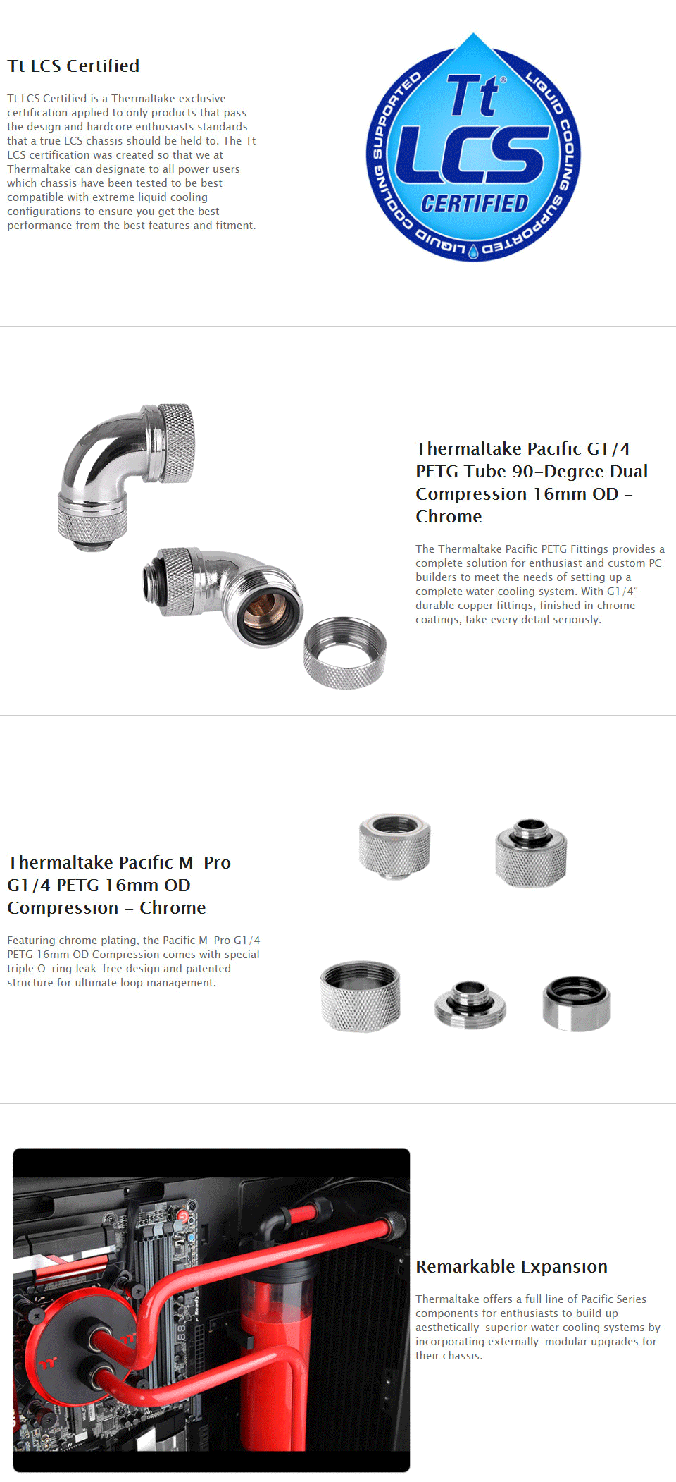 Pacific C-PRO G1/4 PETG Tube 16mm OD Compression - Black (6-Pack Fittings