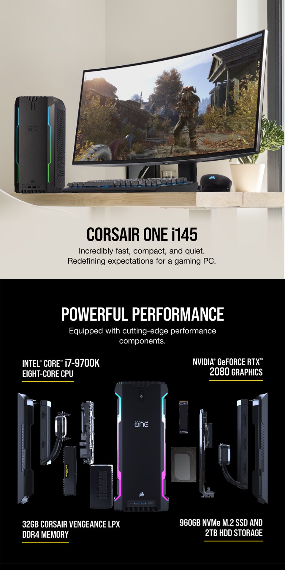 Buy Corsair ONE i145 9700K 2080 Compact Gaming PC [CS-9020006] | PC ...