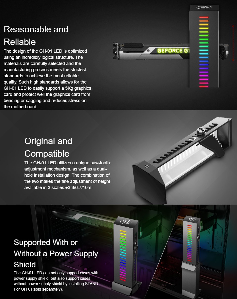 Buy Deepcool GH01 LED GPU Support [DPGCH01GH01LED] PC Case Gear