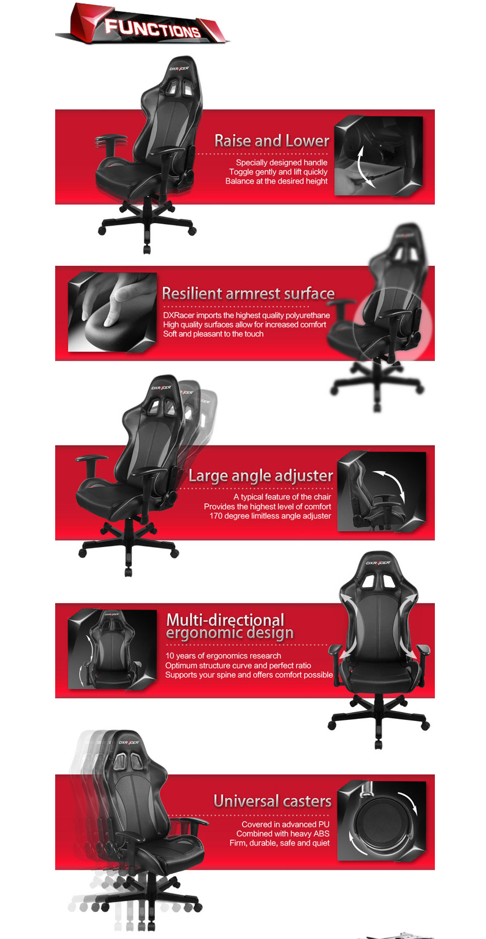 Buy DXRacer FE57 Series PC Office/Gaming Chair Black & Grey [DXRFE57