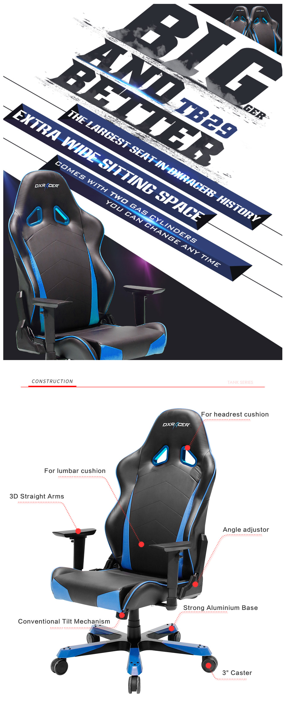 Buy DXRacer TB29 Tank Series Office/Gaming Chair Blue & Black [DXR-TB29 ...