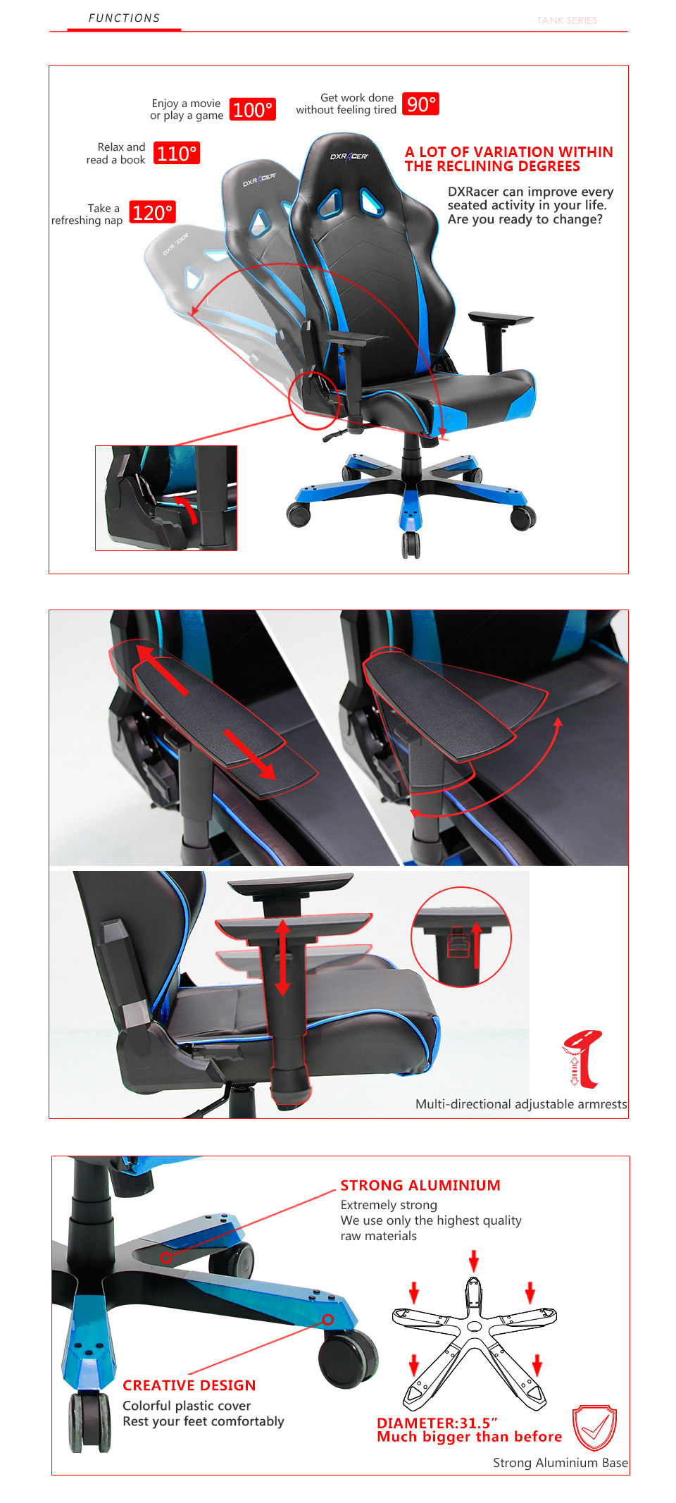Buy DXRacer TB29 Tank Series Office/Gaming Chair Blue & Black [DXR-TB29 ...