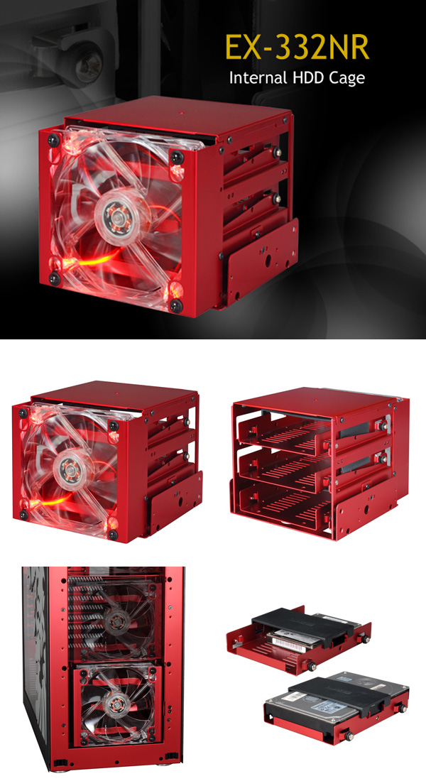 Buy Lian Li EX332NR Internal HDD Cage Red [LLEX332NR] PC Case Gear Australia