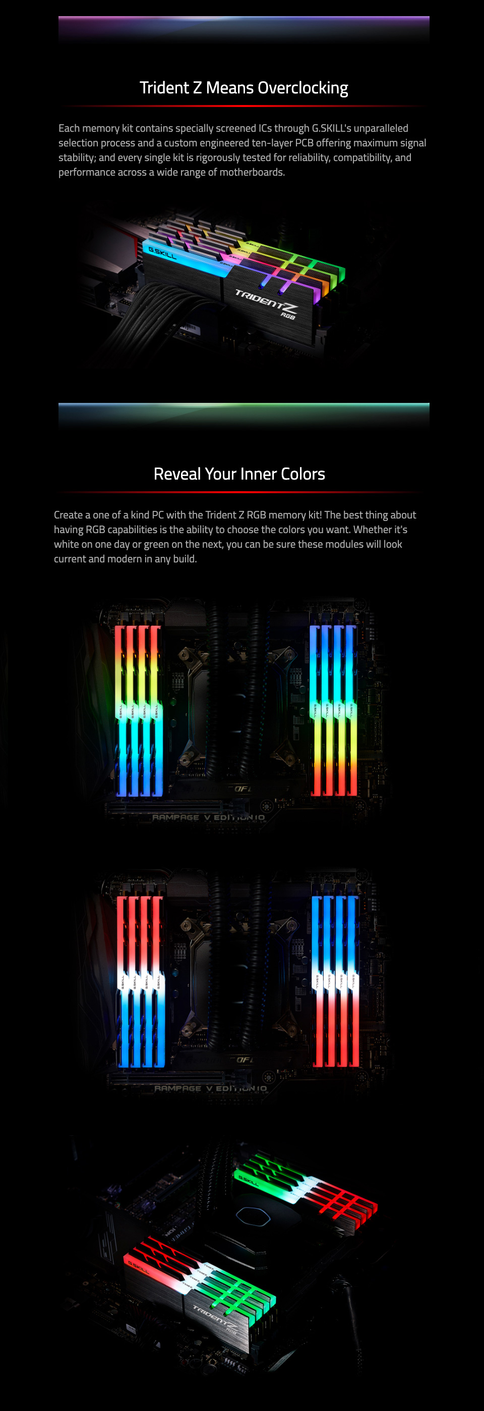G.Skill Trident Z RGB F4-3600C16Q-32GTZRC DDR4 Memory G.Skill Trident Z RGB F4-3600C16Q-32GTZRC 32GB (4x8GB) DDR4 features 2