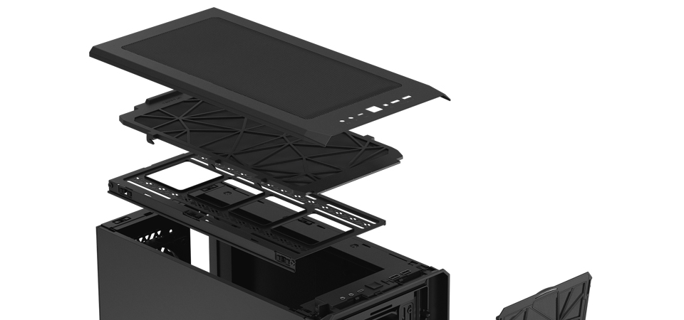 FRACTAL Meshify 2 Compact Black Solid – Case PC ATX Senza Vetro, Design A Maglia Angolare, Nero Opaco