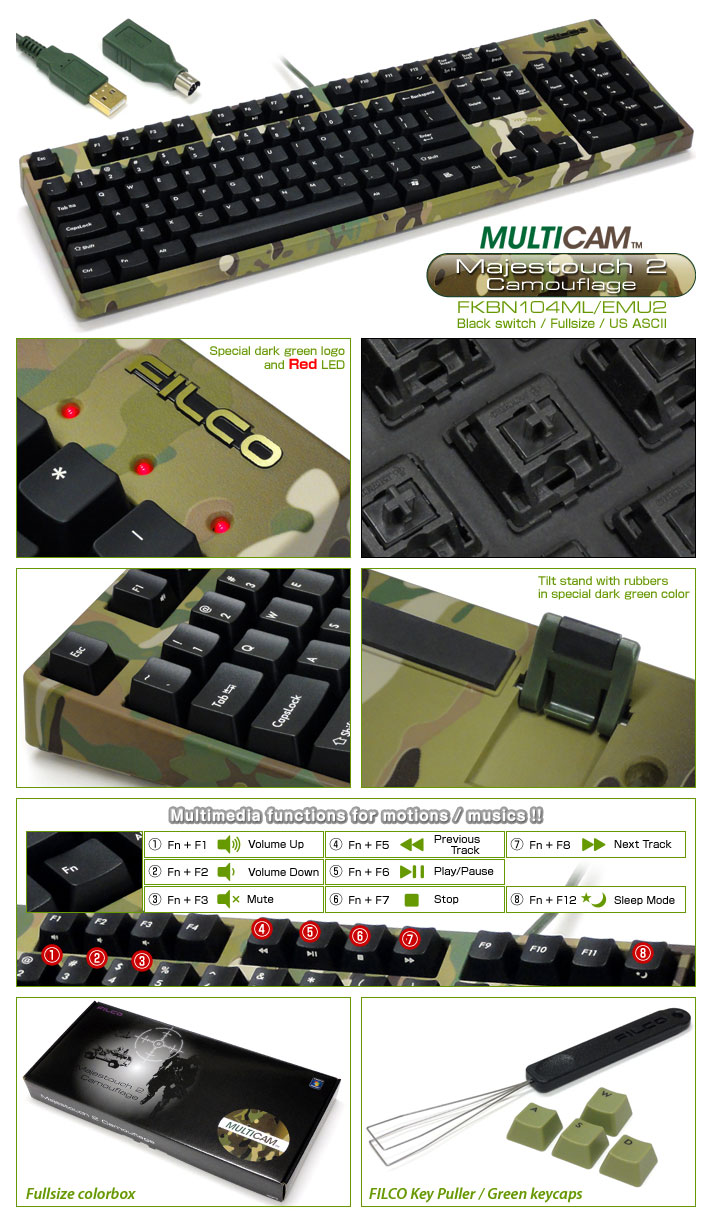 Buy Filco Majestouch2 Keyboard Camo 104key Cherry Black [FKBN104ML