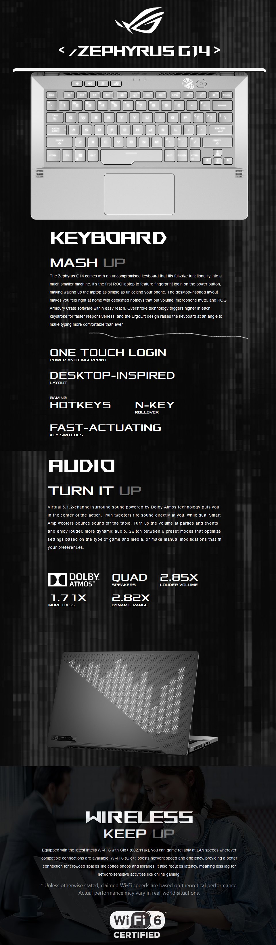 ASUS Zephyrus G14 Ryzen 7 GeForce GTX 1650 Ti 14in 120Hz Laptop ASUS Zephyrus G14 Ryzen 7 GeForce GTX 1650 Ti 14in 120Hz Laptop features 4