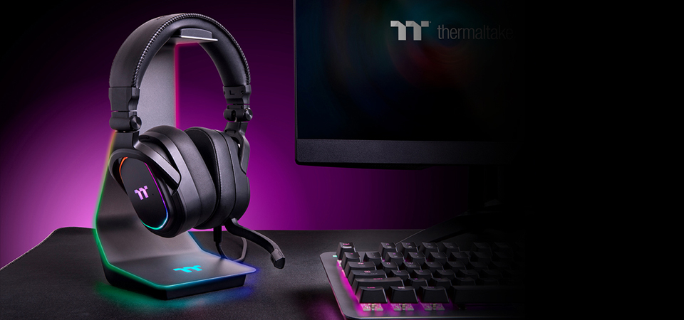 サーマルテイク Argent HS1 RGB ゲーミング Headset Stand with 3.5mm AUX and 2 USB Po Thermaltake Argent HS1 RGB ゲーミングヘッドセットスタンド 3.5mm