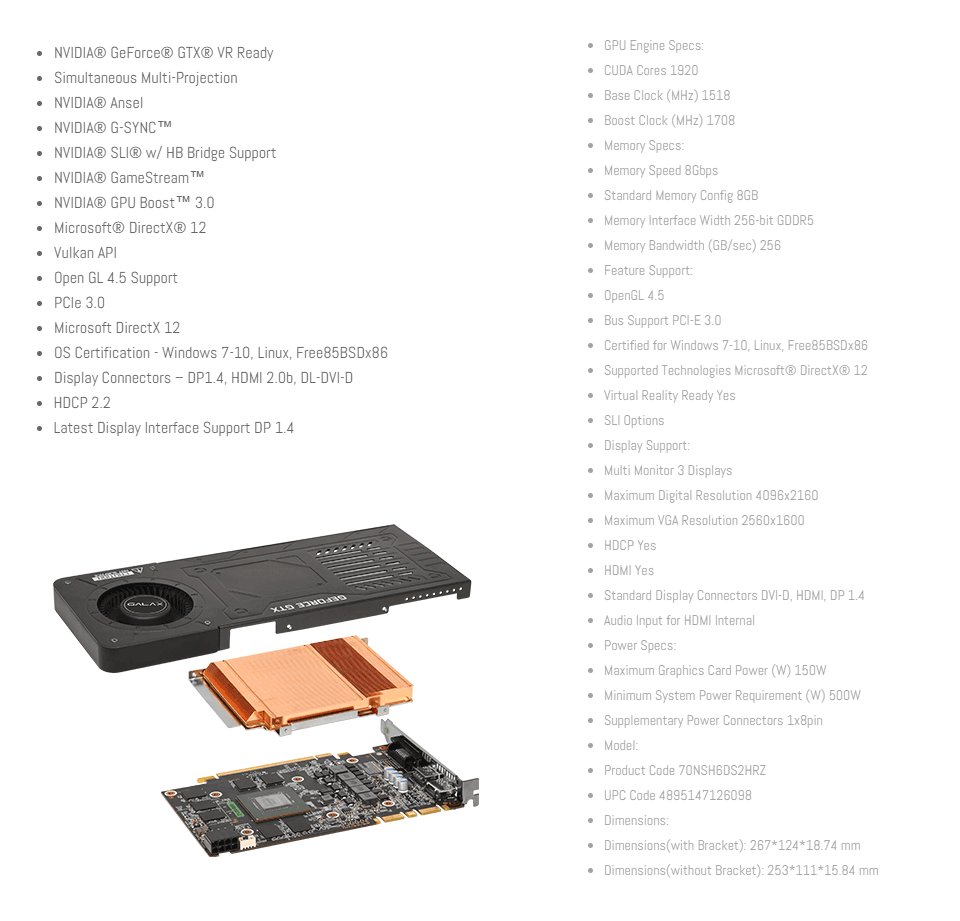 Buy Galax GeForce GTX 1070 Katana 8GB [GLX-GTX1070-KATANA-8GB