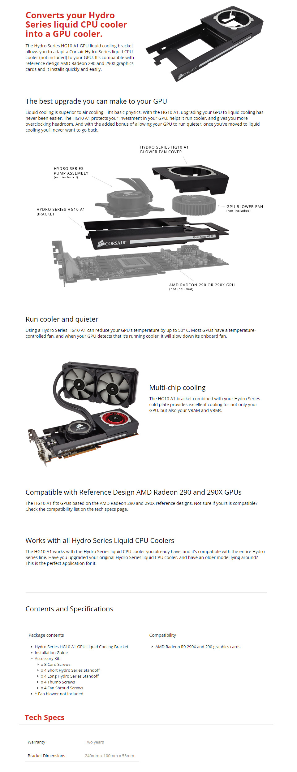 Buy Corsair Hydro Series HG10 A1 Edition GPU Cooling Bracket [HG10A1] | PC  Case Gear Australia