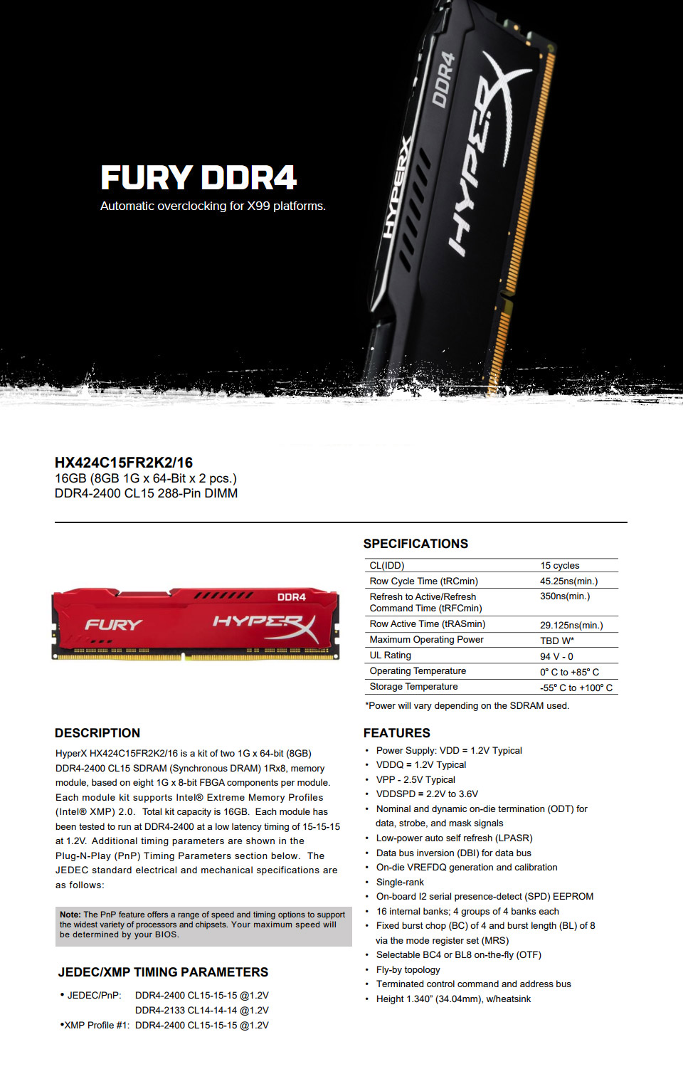 Ddr4 Kingston Hyperx Fury Dimensions Desktop Ram Hyperx Fury