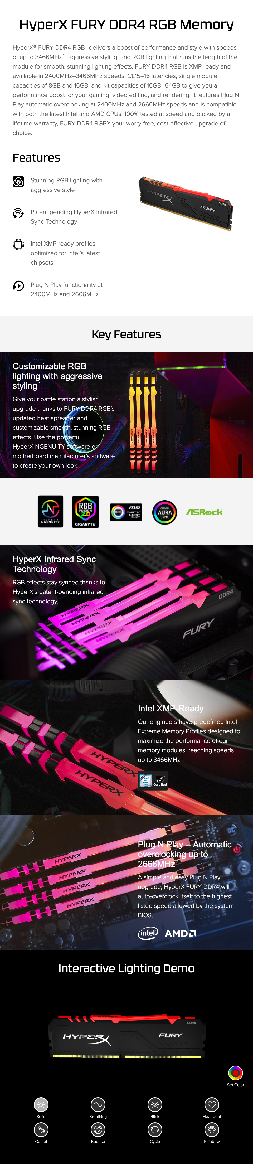 Buy Kingston HyperX Fury RGB 16GB (2x8GB) 2666MHz CL16 DDR4