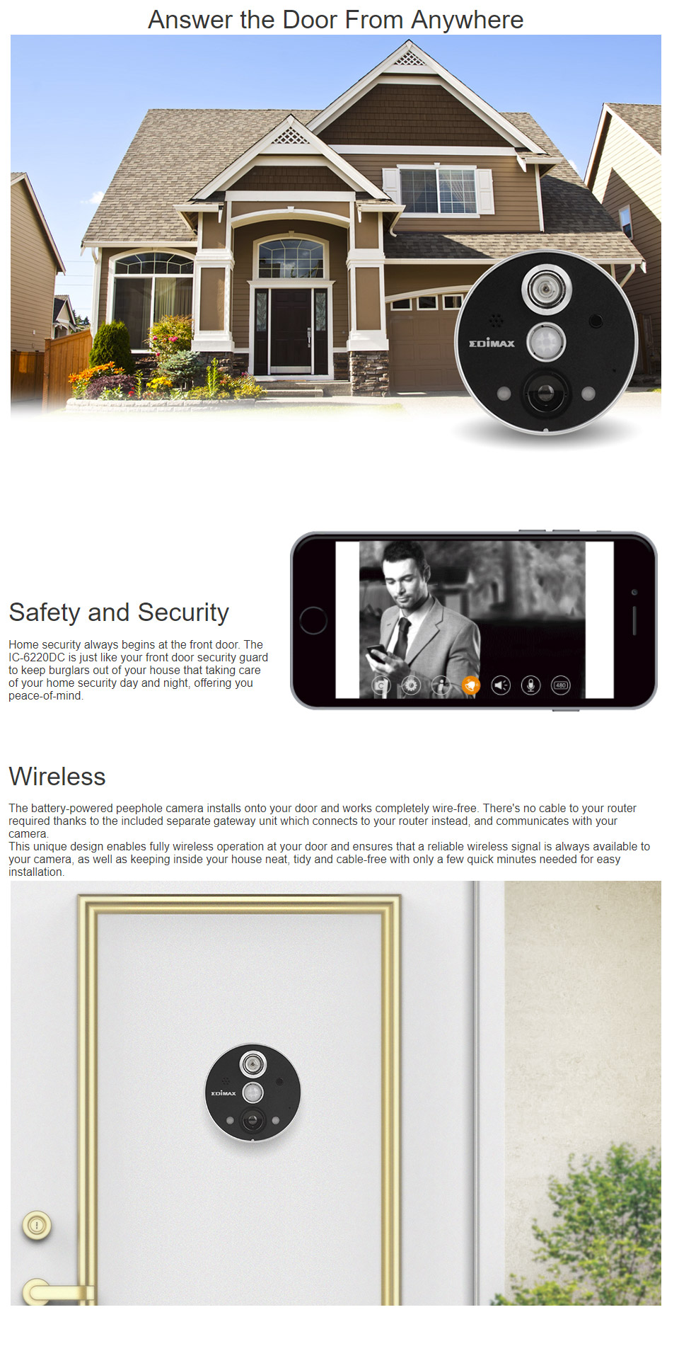 Buy Edimax IC-6220DC Smart Wireless Peephole Door Camera [IC