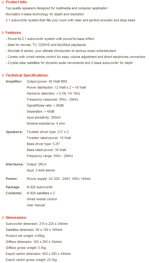 Buy Microlab M-820 Gamers 2.1 Speakers [MIC-M820] | PC Case Gear Australia
