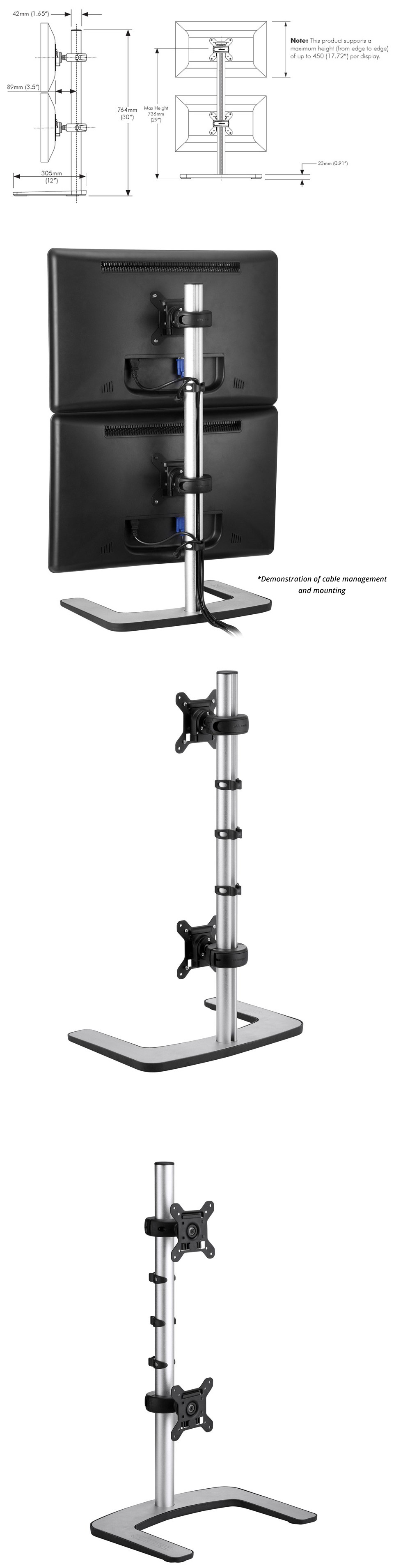 Buy Atdec Visidec Freestanding Vertical LCD Dual Monitor Stand [VFSDV