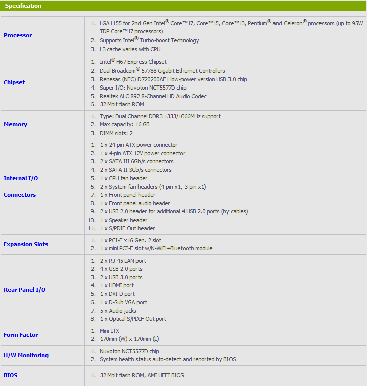 Buy J&W MINIX H67M-USB3 Motherboard [MINIX-H67-USB3] PC Case