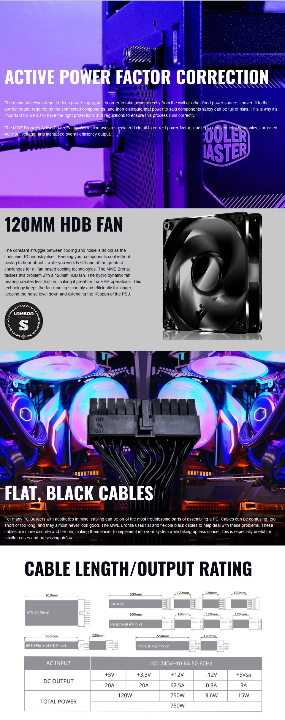 Cooler Master MWE Bronze V2 750W Power Supply Cooler Master MWE Bronze V2 750W Power Supply features 2