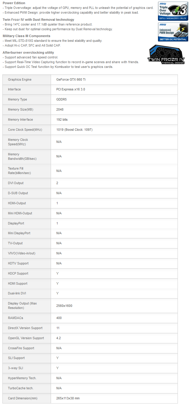 Buy MSI GeForce GTX 660 Ti Power Edition OC 2GB [N660TI-PE-2GD5OC