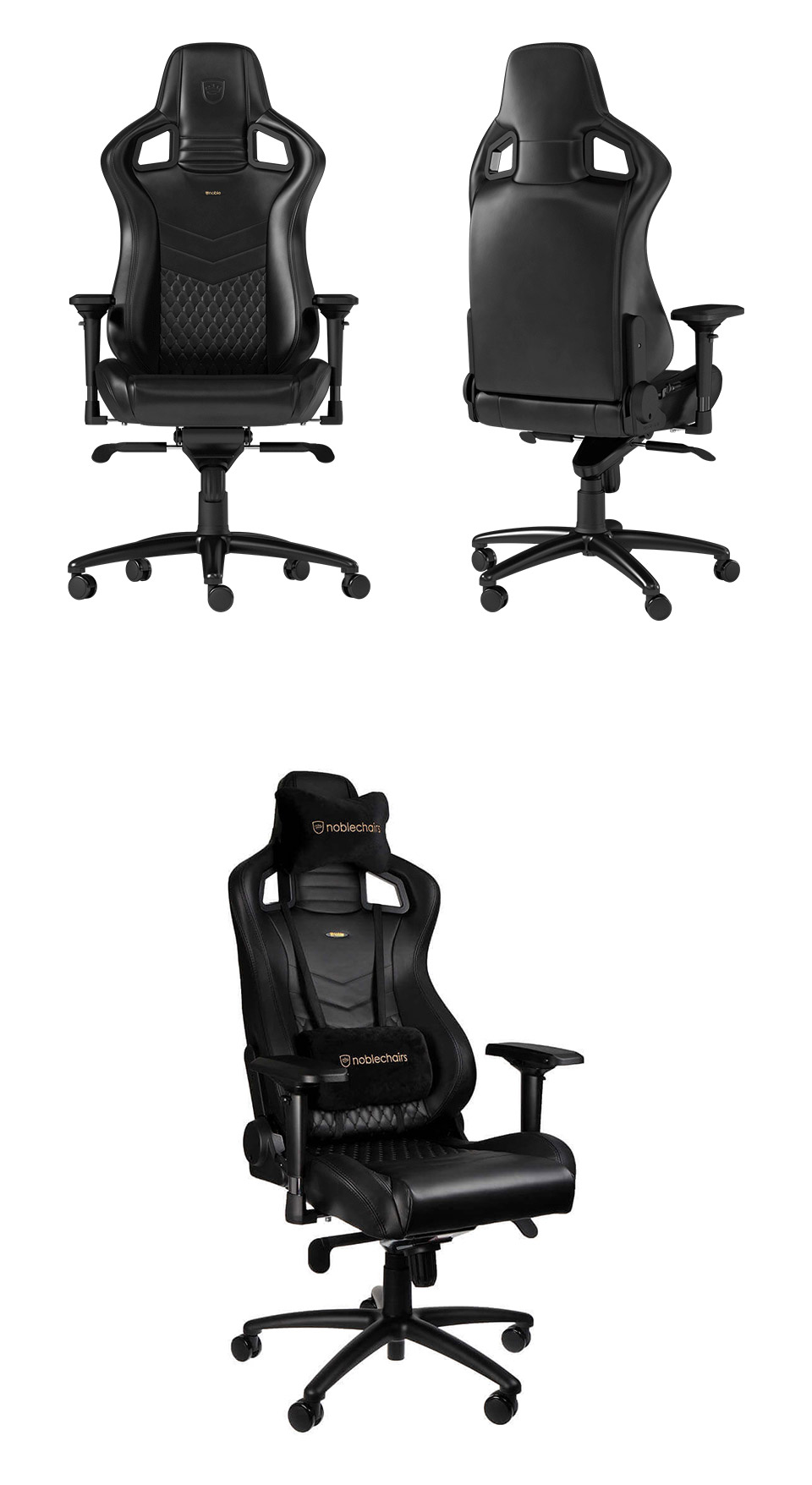 Buy noblechairs EPIC Nappa Leather Gaming Chair Black [NBLNLBLA001] PC Case Gear Australia