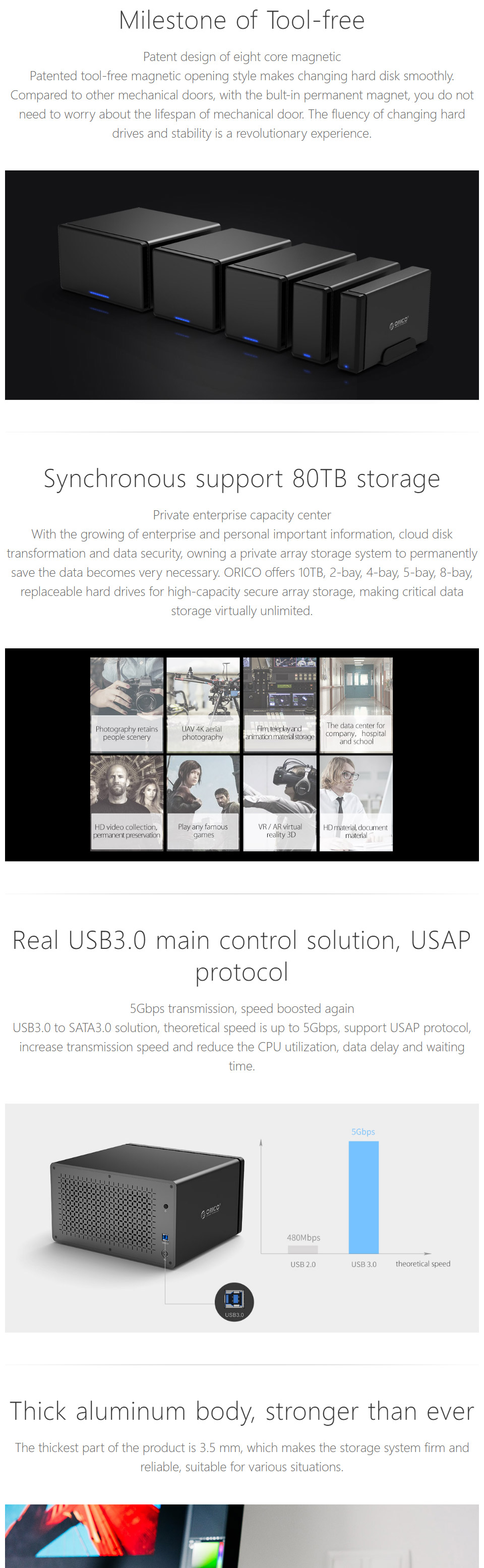 Buy Orico 8 Bay USB 3.0 Hard Drive Enclosure [ORICONS800U3BK] PC